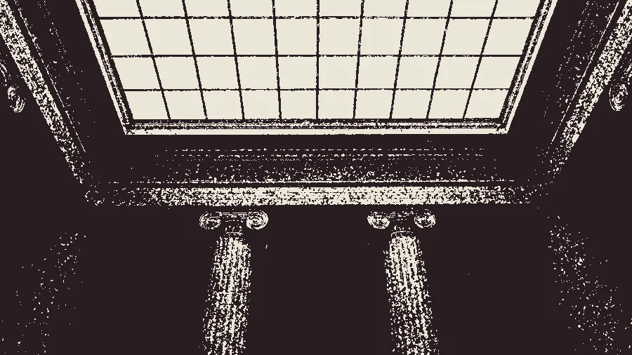 Mezzotint, applied to “Classical parliament interior (Unsplash)”