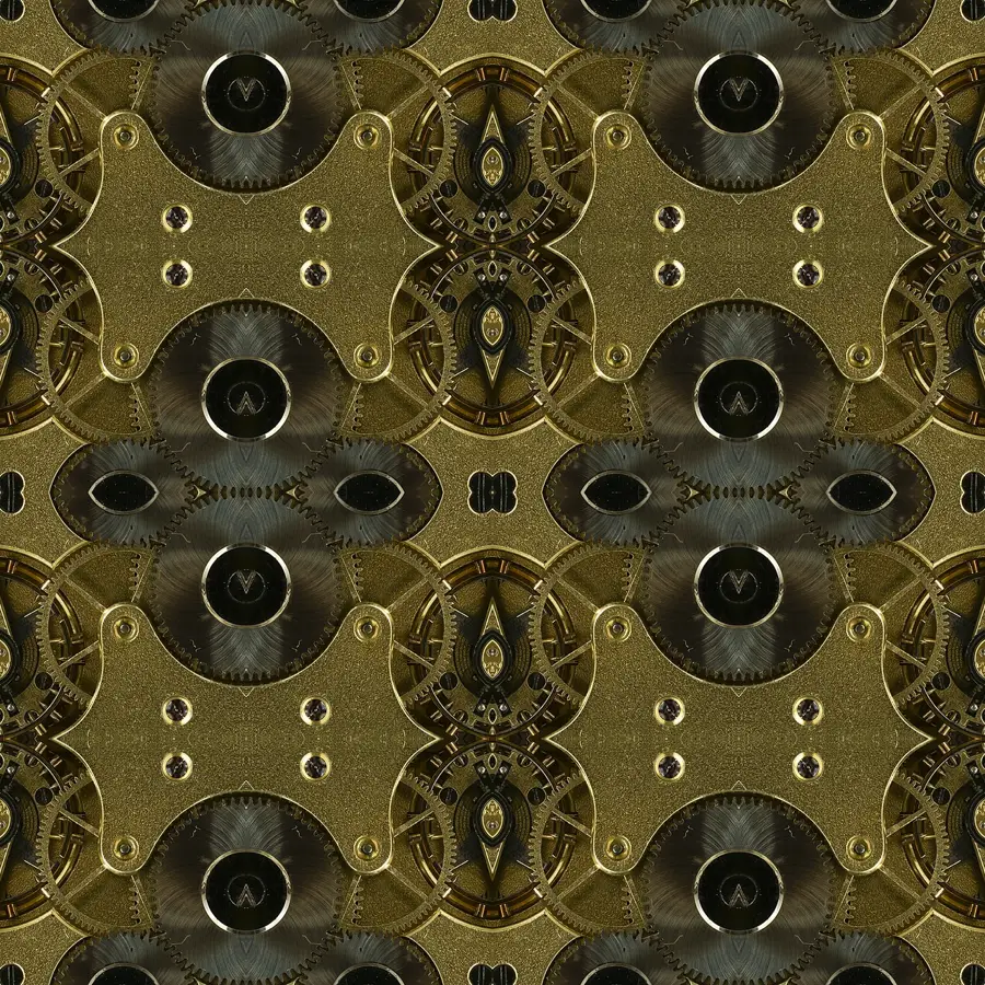 Mirror Tiling, applied to “Longines 4 Grand Prix pocket watch - clockwork visible - enhanced resolution DSF”