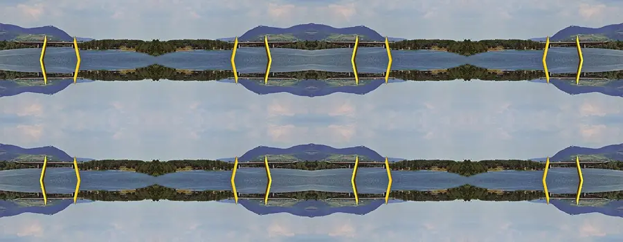 Mirror Tiling, applied to “Neue Donau mit der Fußgängerbrücke Ponte Cagrana in Wien”