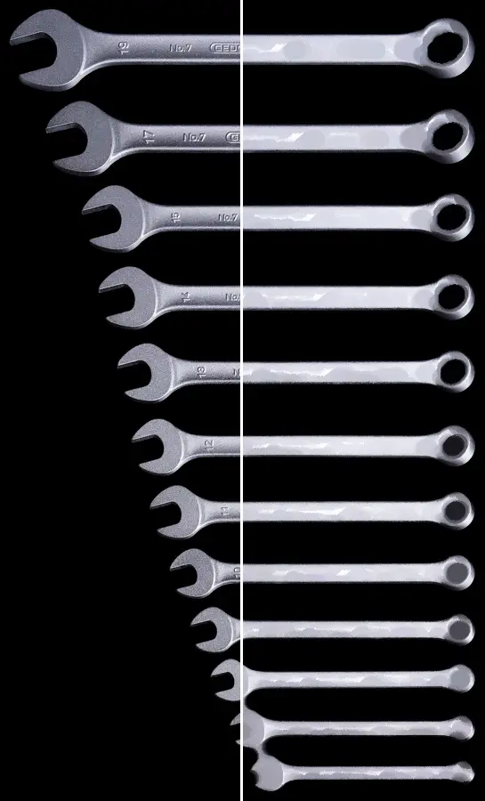 Morphological Closing, applied to “Gedore No. 7 combination wrenches 6–19 mm”