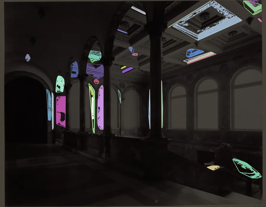 MSER Regions, applied to “View of north side Saint-Gaudens lion and courtyard windows looking towards southeast, Grand Staircase, construction of the McKim Building”