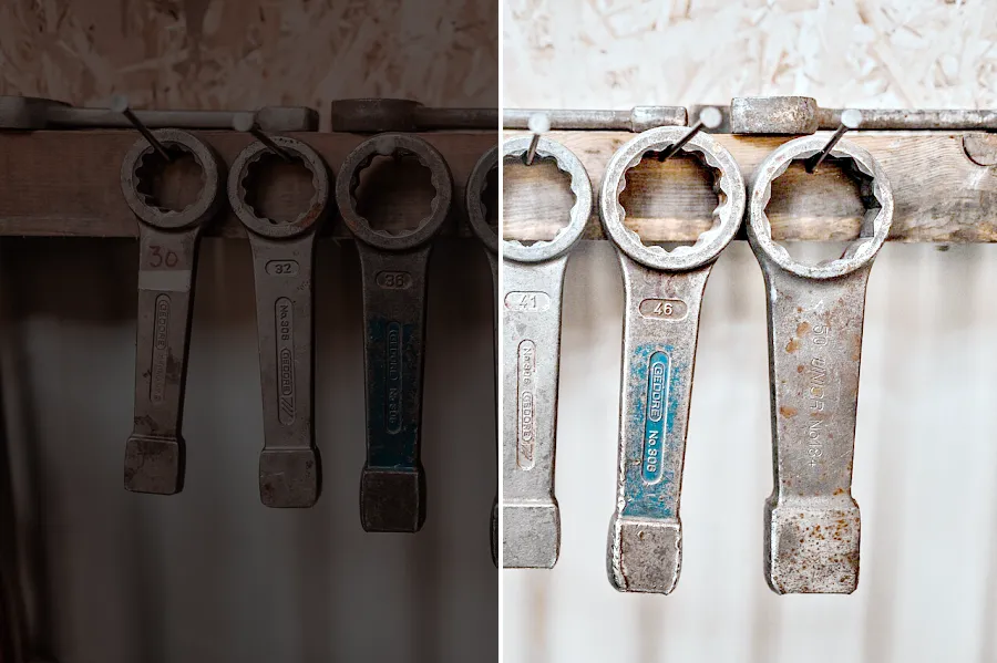Multi-Scale Retinex, applied to “Tools in order (Unsplash)”