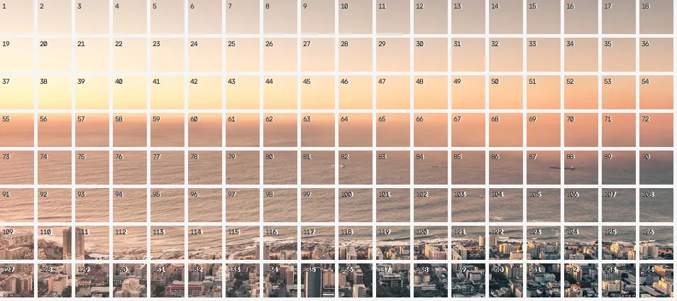Patch Tokenization Grid, applied to “Cape Town sunset from Lion's Head (Unsplash)”