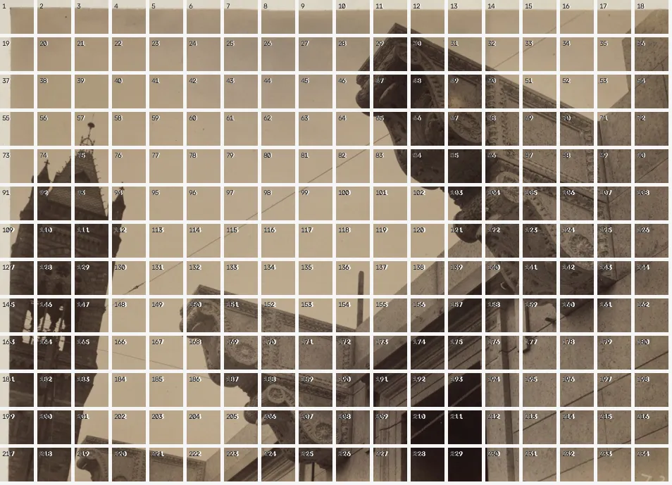 Patch Tokenization Grid, applied to “Courtyard balcony brackets, construction of the McKim Building”