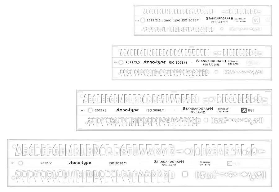 Pencil Sketch, applied to “Standardgraph 2522 2.5–7 mm lettering guides”