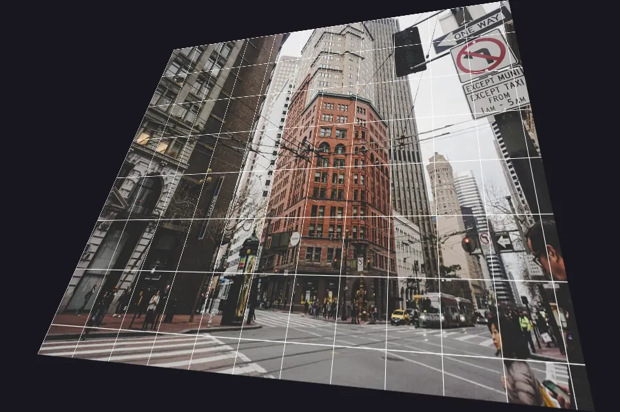 Perspective Warp, applied to “Market Street at Kearny Street, San Francisco (January 2015)(Unsplash)”