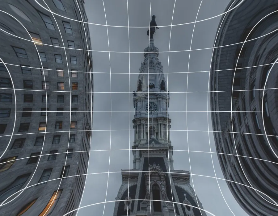 Pincushion Distortion, applied to “City Hall Station BSL (Unsplash)”