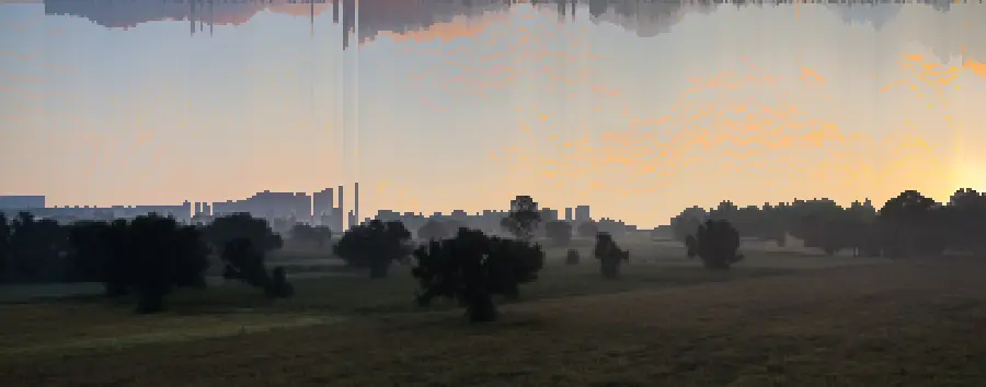 Pixel Sorting, applied to “Amanecer en Huitzila, México, 2013-10-10, DD 01”