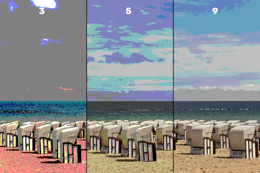 Posterization, applied to “Strandkörbe in Sellin”
