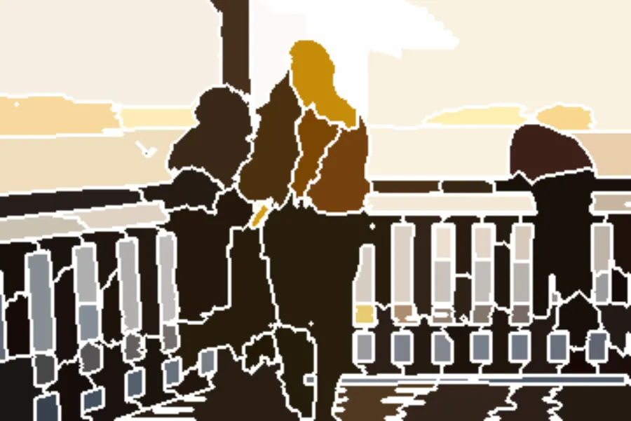 Quickshift Superpixels, applied to “A mother and her children on a pier (Unsplash)”