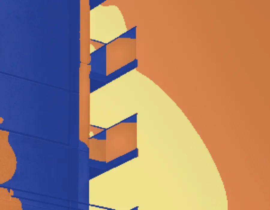 Random Walker Segmentation, applied to “Glass balconies (Unsplash)”