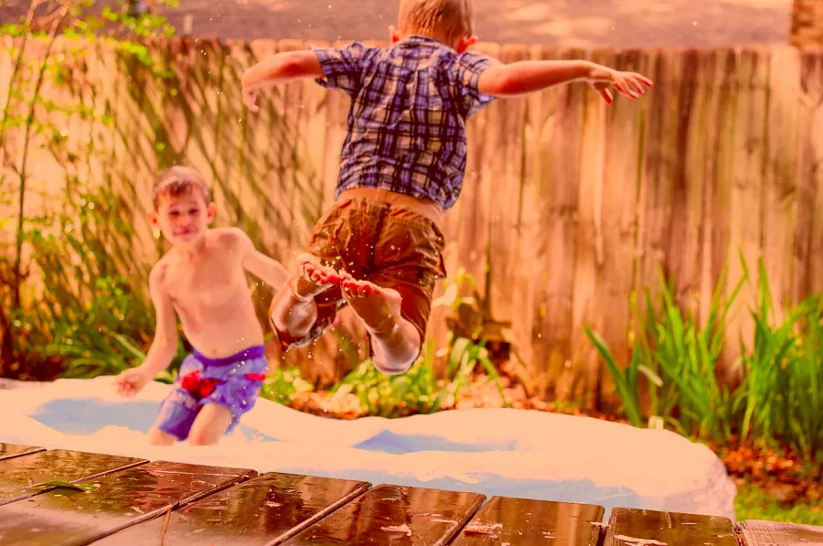 Reinhard Color Transfer, applied to “Children backyard swimming (Unsplash XtOKVEyHP2s)”