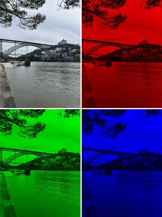 RGB Channel Isolation, applied to “Puente Don Luis I en O Porto”