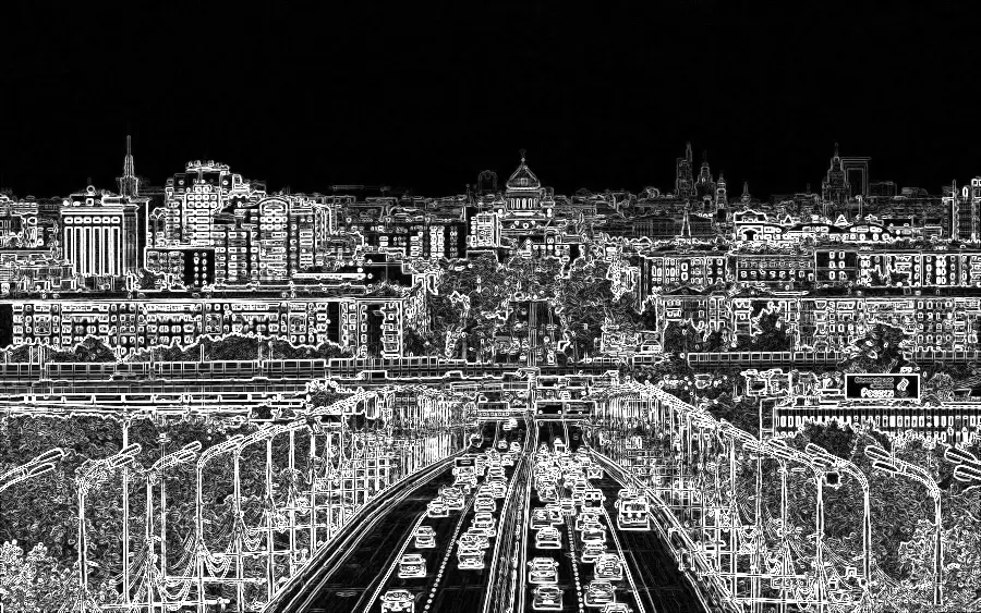Scharr Filter, applied to “KosyginaStreet Moscow view to Khamovniki 06-2015 img1”