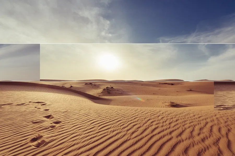 Screen Tearing, applied to “Muscat desert sunset (Unsplash)”