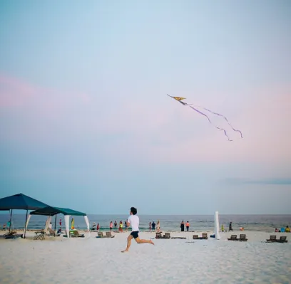 Seam Carving, applied to “Kite and exciting beach (Unsplash)”