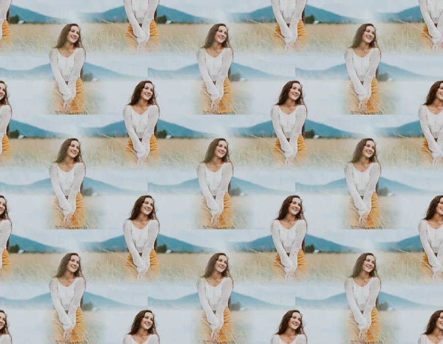 Seamless Tiling, applied to “Woman in a field (Unsplash)”