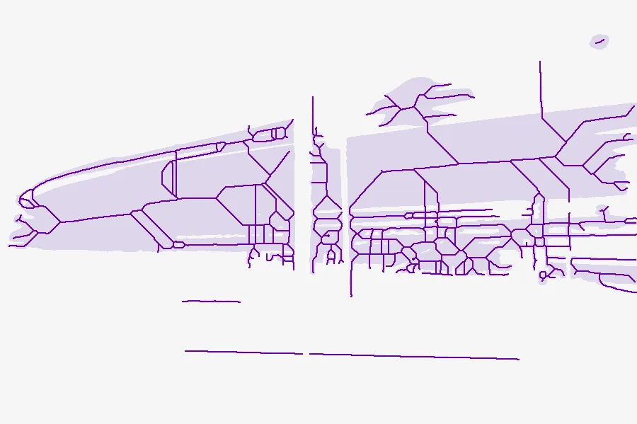 Skeletonization, applied to “Train (Unsplash)”