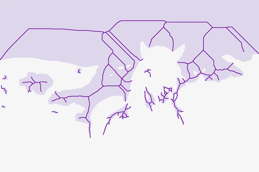 Skeletonization, applied to “Horse in New Mexico mountains (Unsplash)”