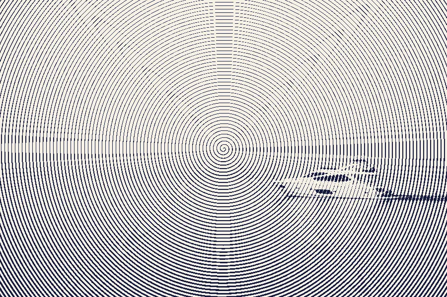 Spiral Halftone, applied to “Lonely boat (Unsplash)”