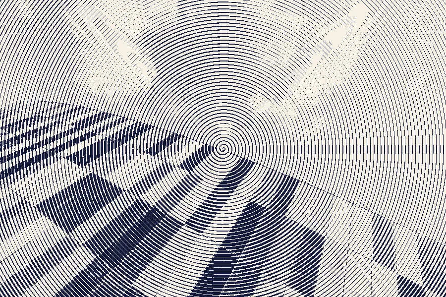 Spiral Halftone, applied to “Waterloo Region Museum, Kitchener, Canada (Unsplash ywuH99ygfec)”