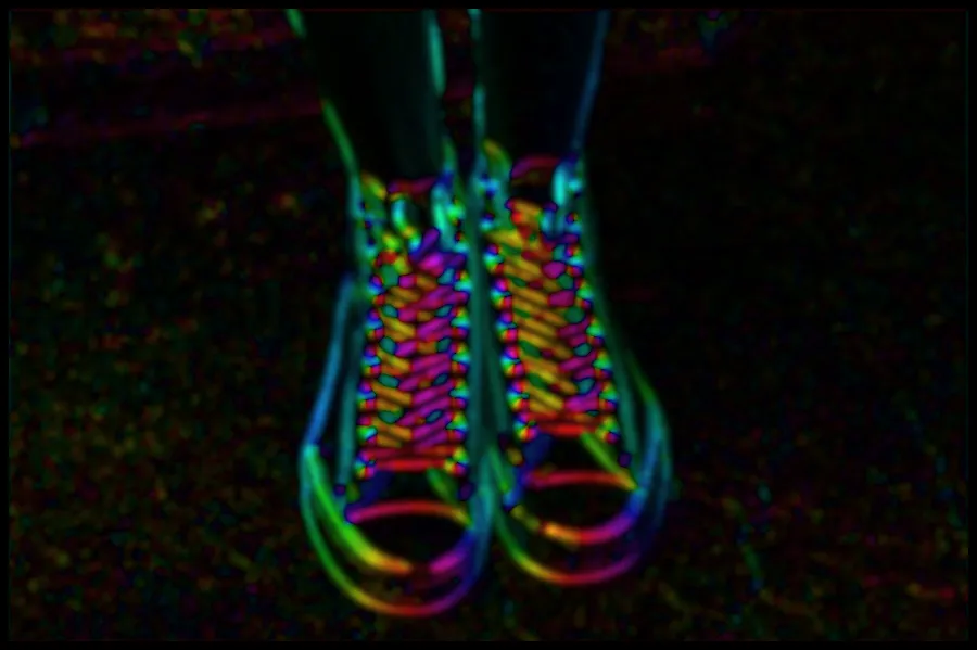 Structure Tensor Orientation, applied to “Laced Converse shoes (Unsplash)”