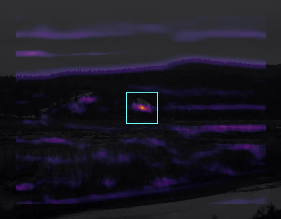 Template Matching Heatmap, applied to “Small river by the hills (Unsplash)”