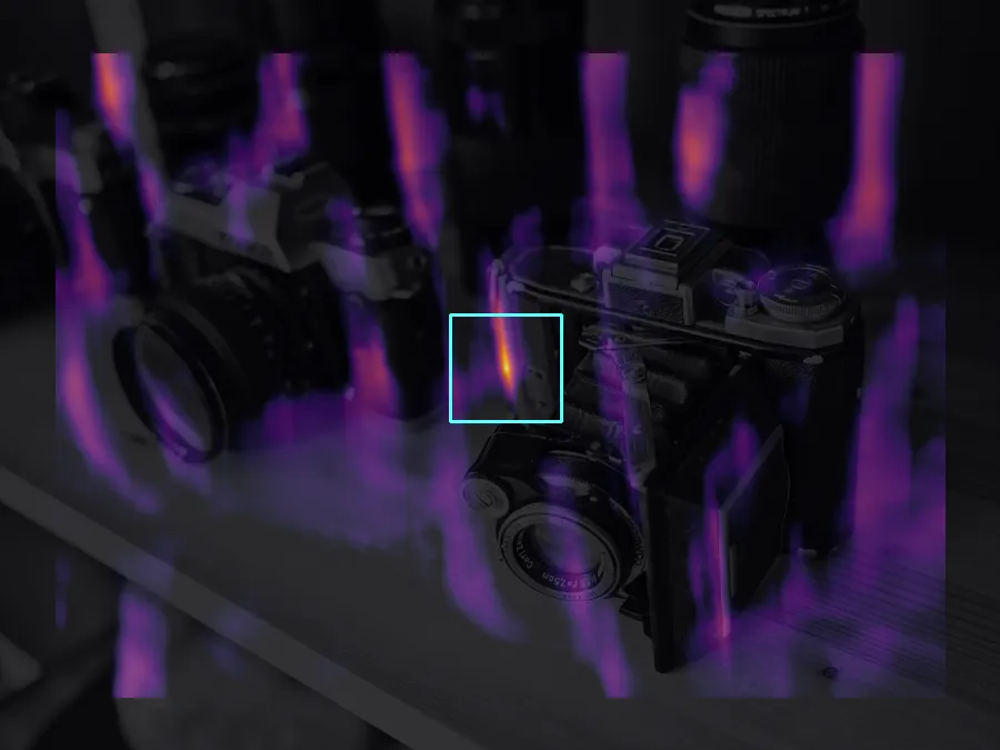 Template Matching Heatmap, applied to “Vintage cameras (Unsplash)”