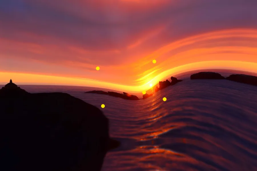 Thin-Plate Spline Warp, applied to “Sunset in Bandon, Maine, US”