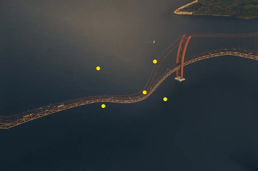 Thin-Plate Spline Warp, applied to “Landing over 25th April bridge (Unsplash)”