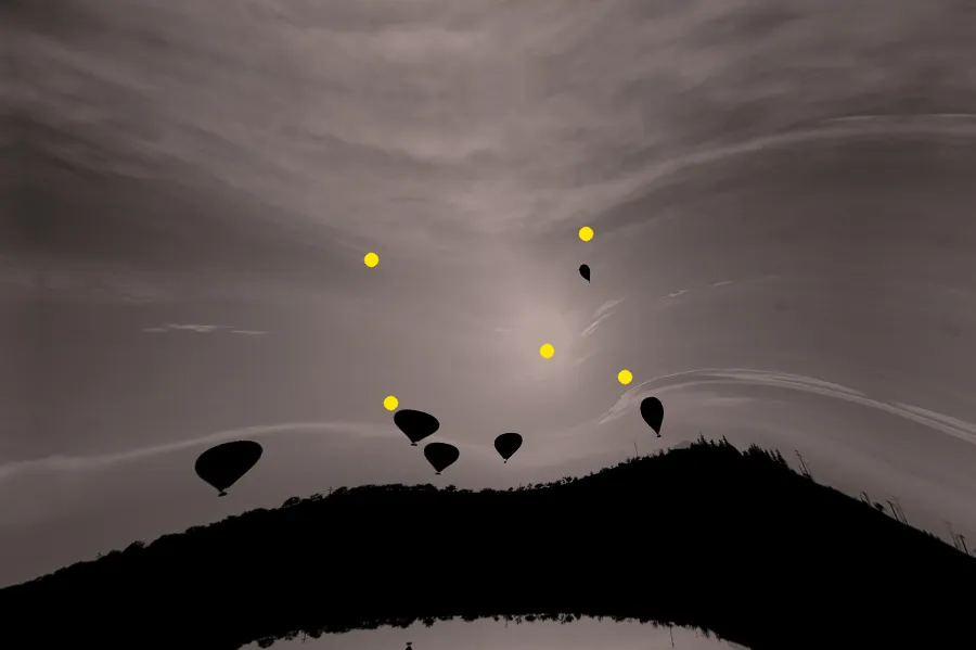 Thin-Plate Spline Warp, applied to “Hot Air Balloon Silhouettes (Unsplash)”