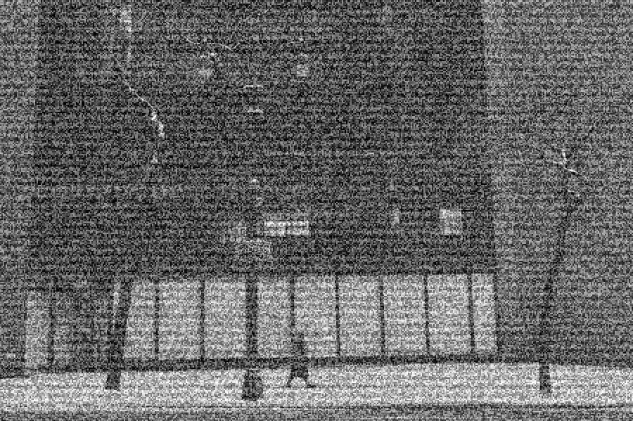 TV Static Snow, applied to “Lone Stranger in the Snow (Unsplash)”