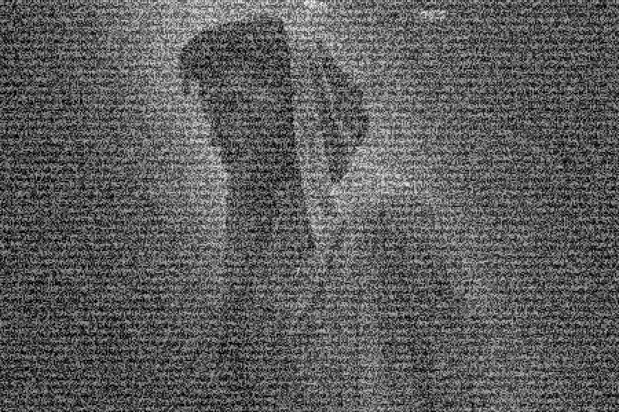 TV Static Snow, applied to “Man Hoodie Salamanca (Unsplash)”