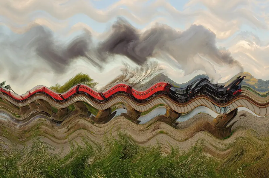 Wave Displacement, applied to “JA1271 crossing the Otaki River”