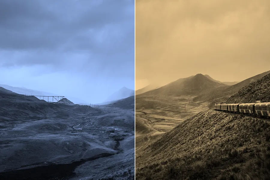 White Balance Shift, applied to “Mountainous train ride (Unsplash)”