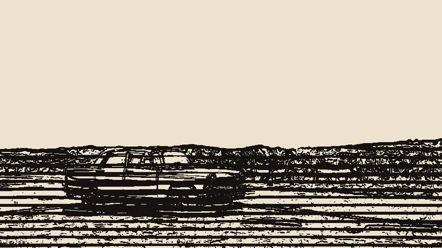 Woodcut Print, applied to “Vintage gray car (Unsplash)”