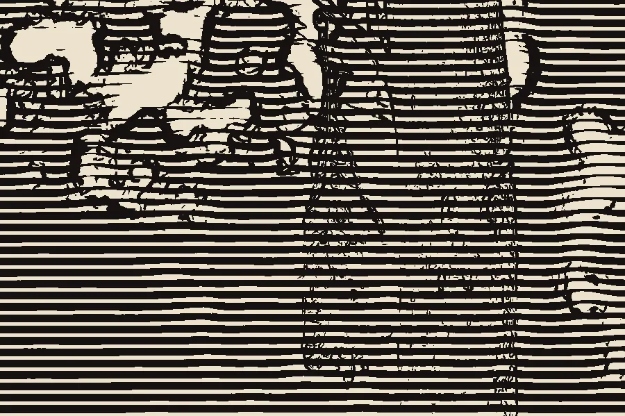 Woodcut Print, applied to “Wilting leaf on a branch (Unsplash)”